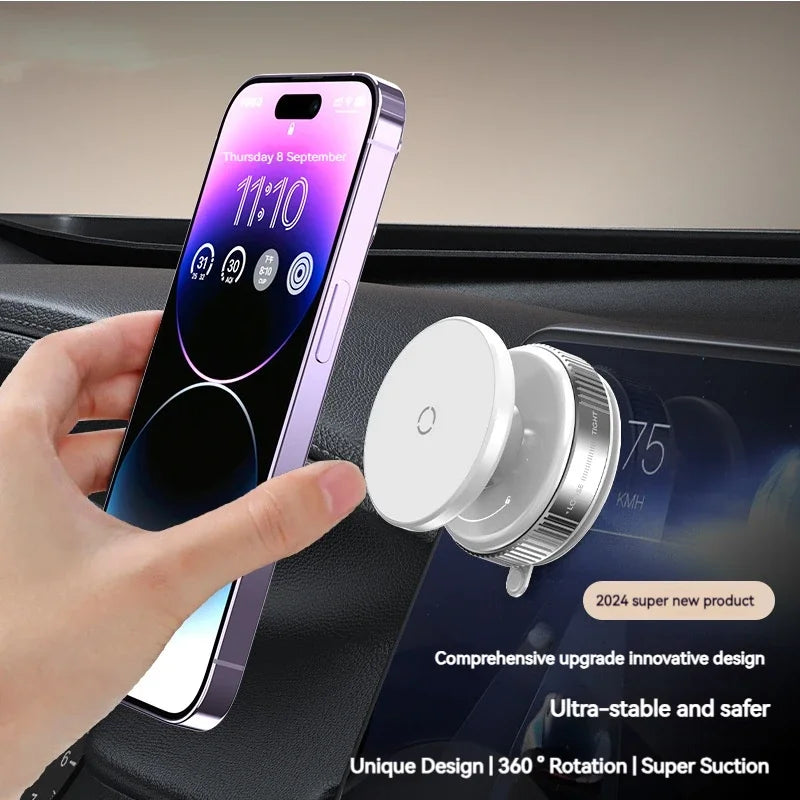 Vacuum Magnetic Car Phone Holder, Universal Suction Cup, Mirror Gym Bath Shower Stand for iPhone 16 15 14 13 12 Pro Max Samsung